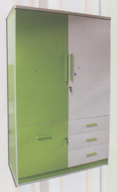 ตู้เสื้อผ้า 2 บานสูง CHW-1200 สีเขียว