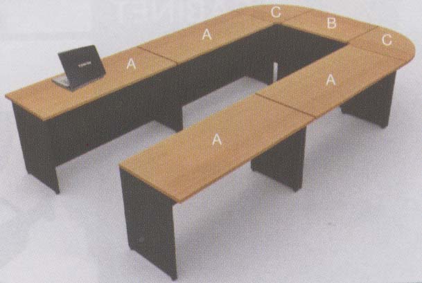 TBN-G04ชุดโต๊ะประชุมตัวยู 10 ที่นั่ง หน้าโต๊ะทำจากเมลามีน กันน้ำ  กันกระแทก  กันความร้อน  กันรอยขีดข