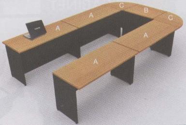 TBN-G04ชุดโต๊ะประชุมตัวยู 10 ที่นั่ง หน้าโต๊ะทำจากเมลามีน กันน้ำ กันกระแทก กันความร้อน กันรอยขีดข